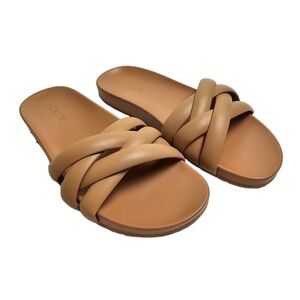 J Crew Tan Braided Crisscross Slide Sandals BQ439 Size 6